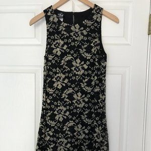 Vintage Black/Gold Lace Mini Dress, 7/8